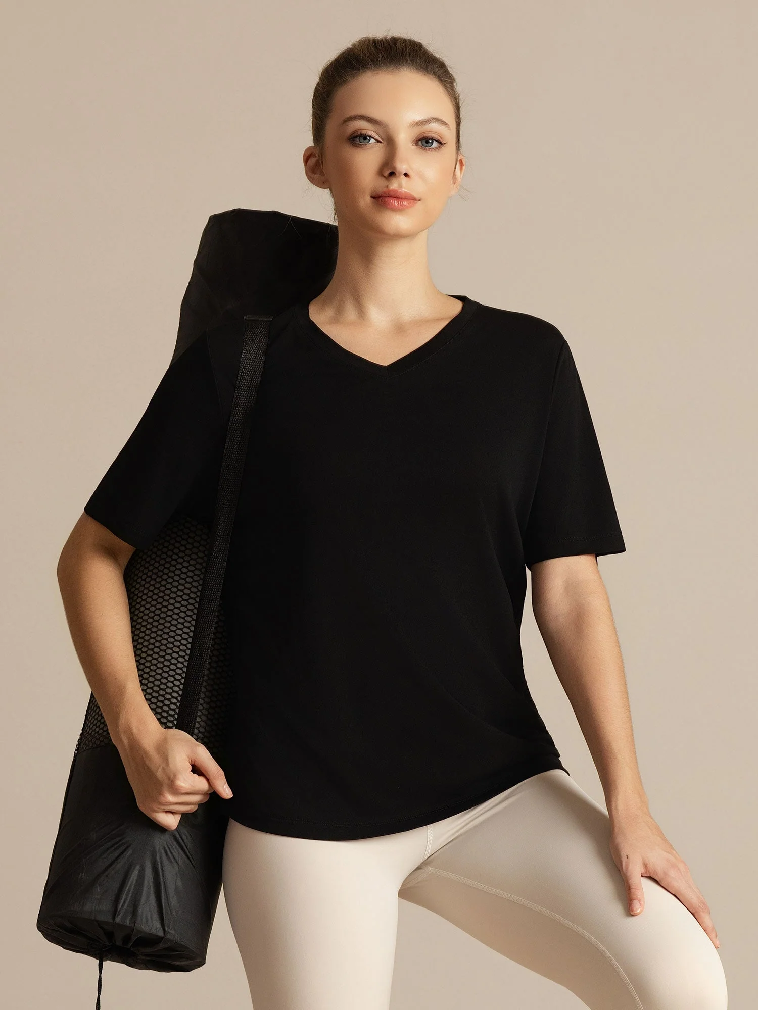 Pure Silk V-Neck Women's Half Sleeve Sport T-Shirt - Image 12