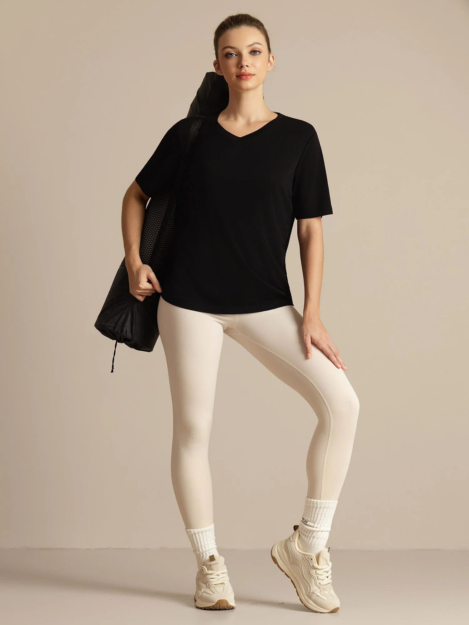 Pure Silk V-Neck Women's Half Sleeve Sport T-Shirt - Image 15