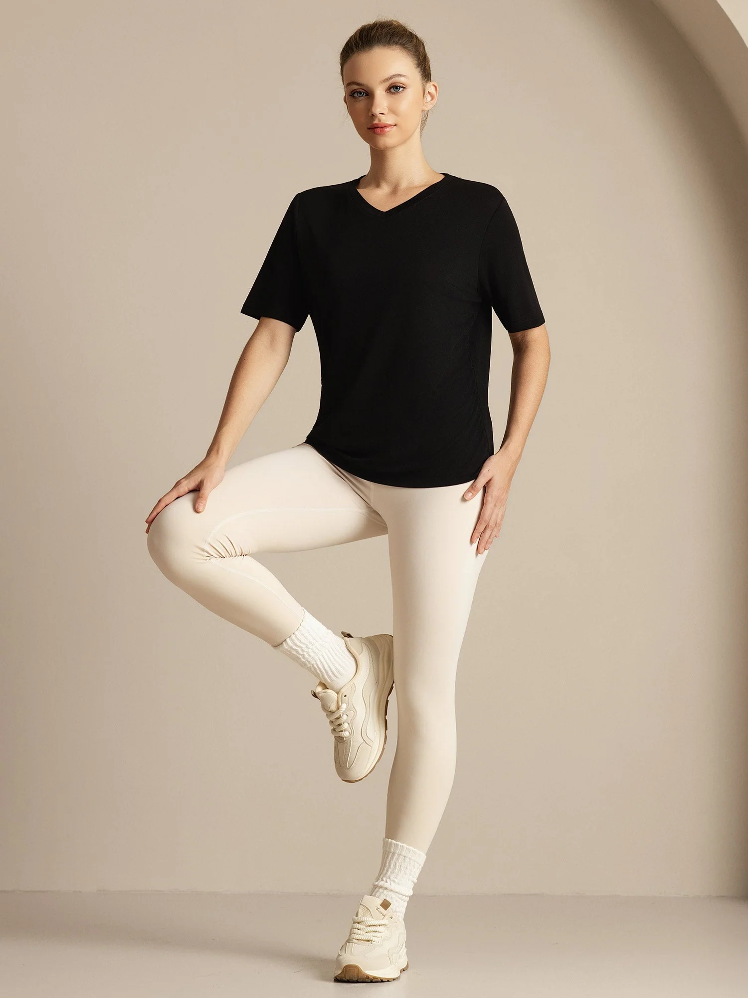 Pure Silk V-Neck Women's Half Sleeve Sport T-Shirt - Image 16