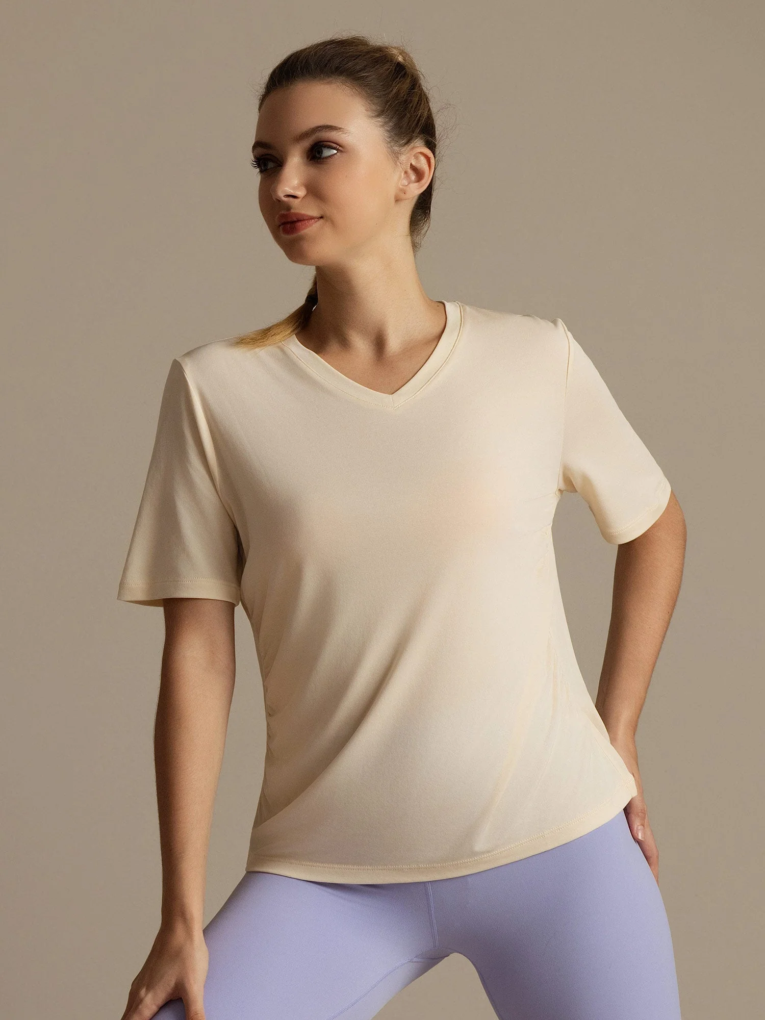 Pure Silk V-Neck Women's Half Sleeve Sport T-Shirt - Image 23