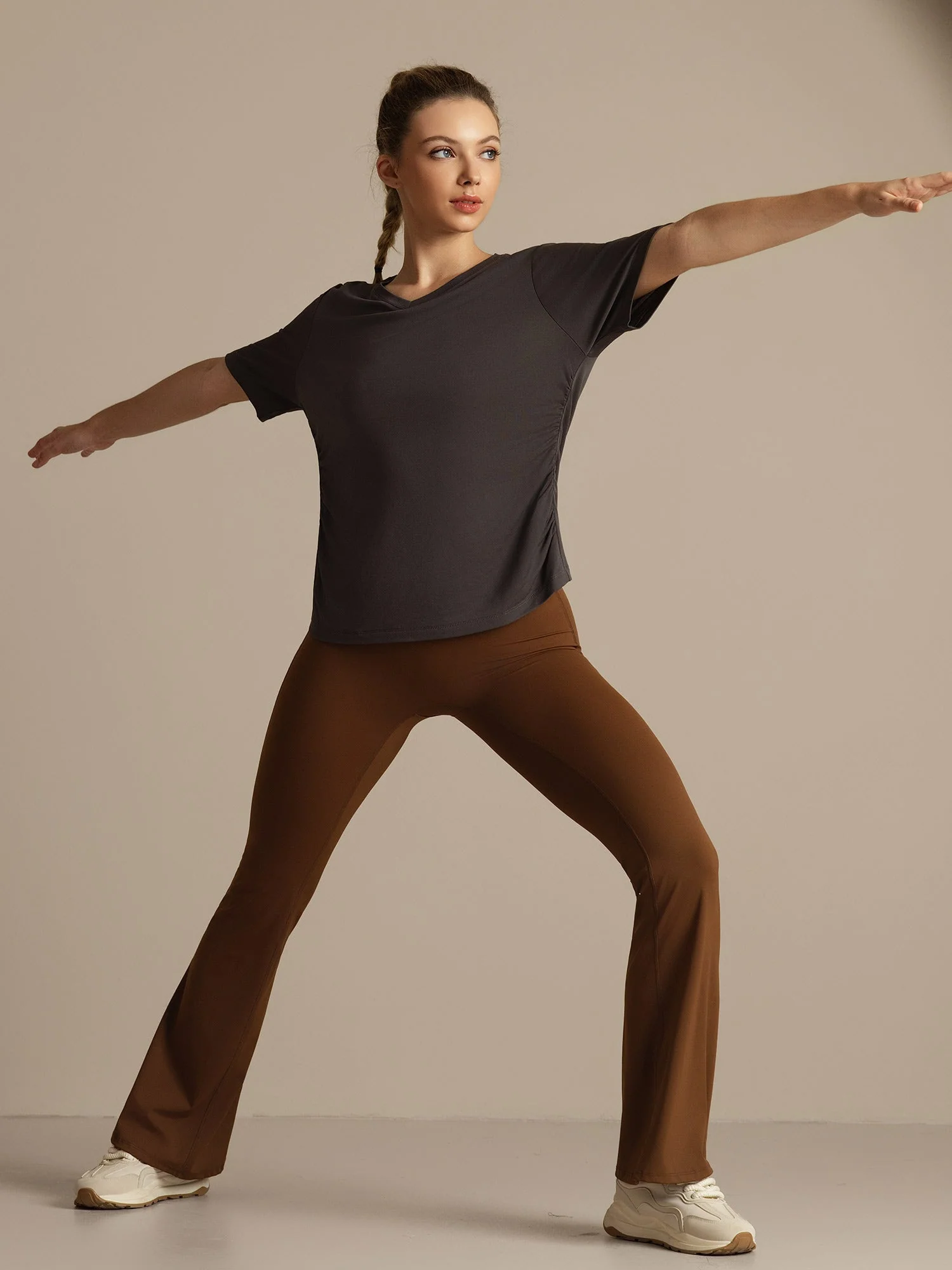 Pure Silk V-Neck Women's Half Sleeve Sport T-Shirt - Image 7