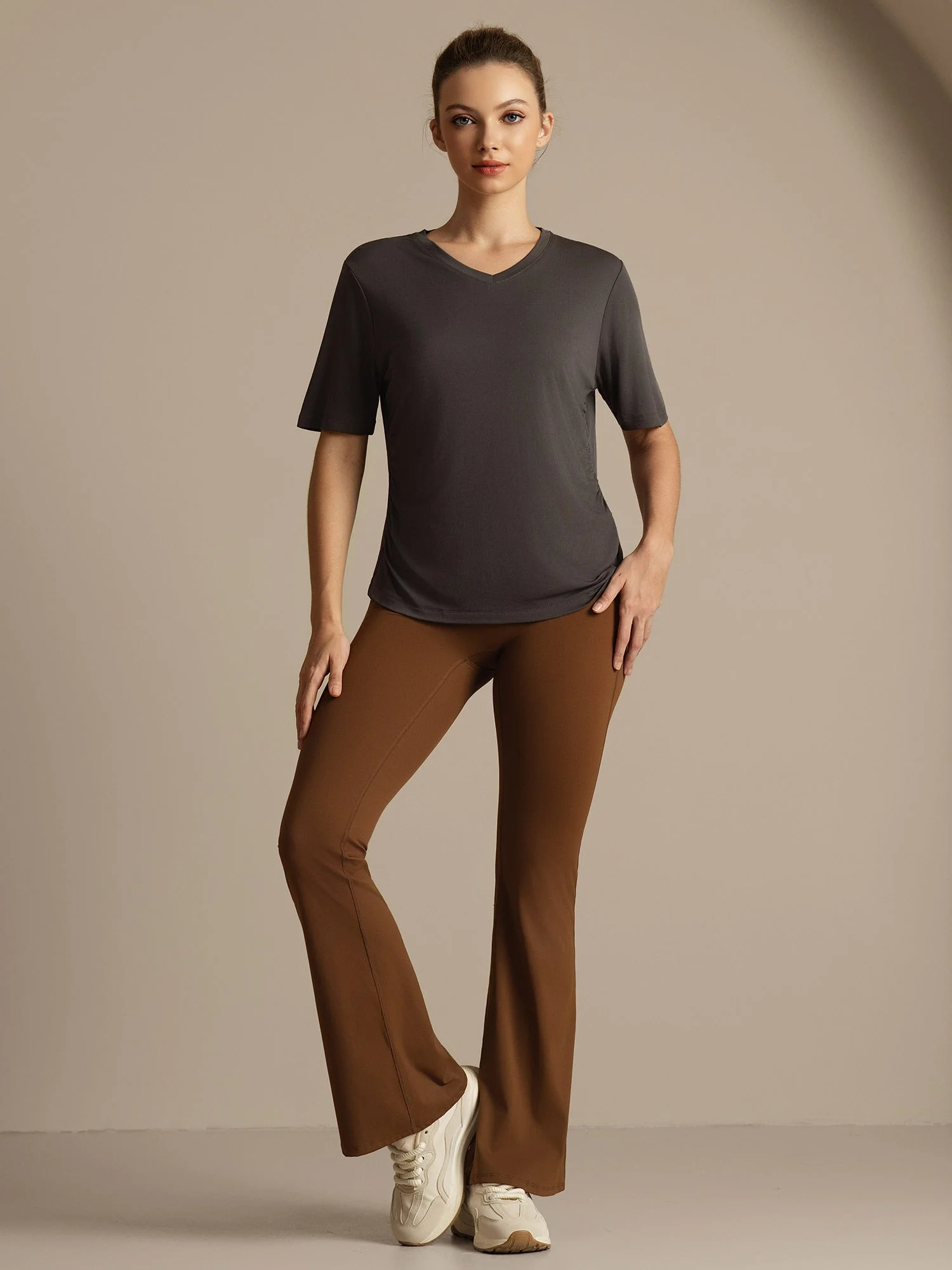 Pure Silk V-Neck Women's Half Sleeve Sport T-Shirt - Image 8