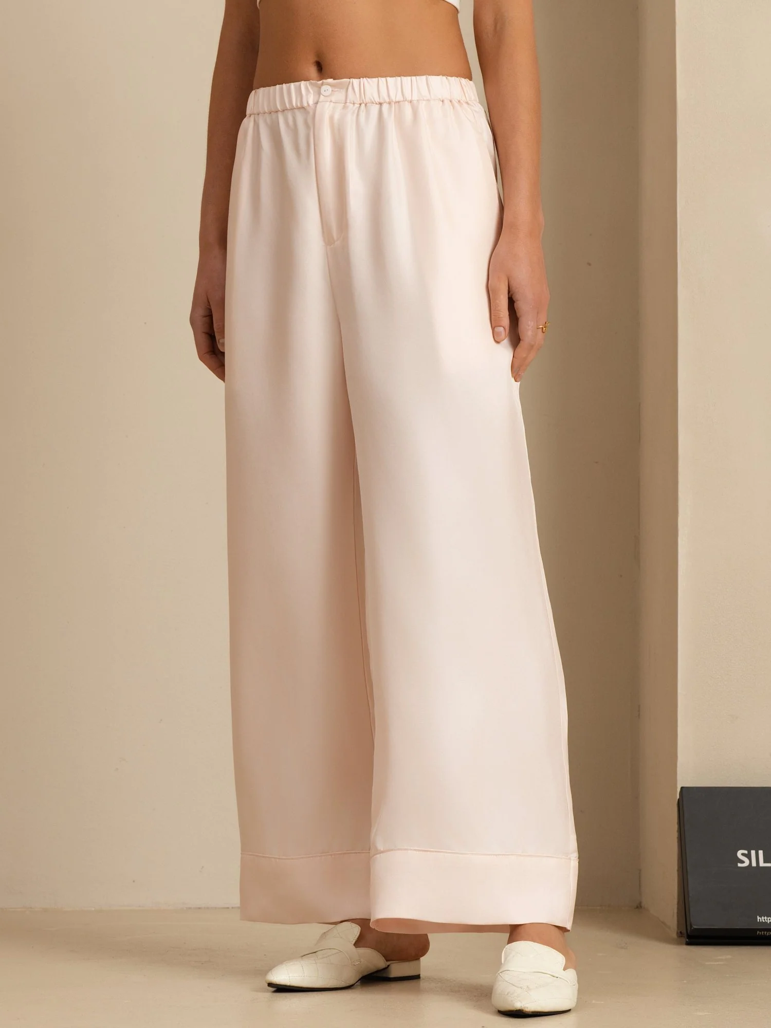 Pure Silk Women’s High Waist Full Length Elastic Waist Pants With Pockets - Image 22