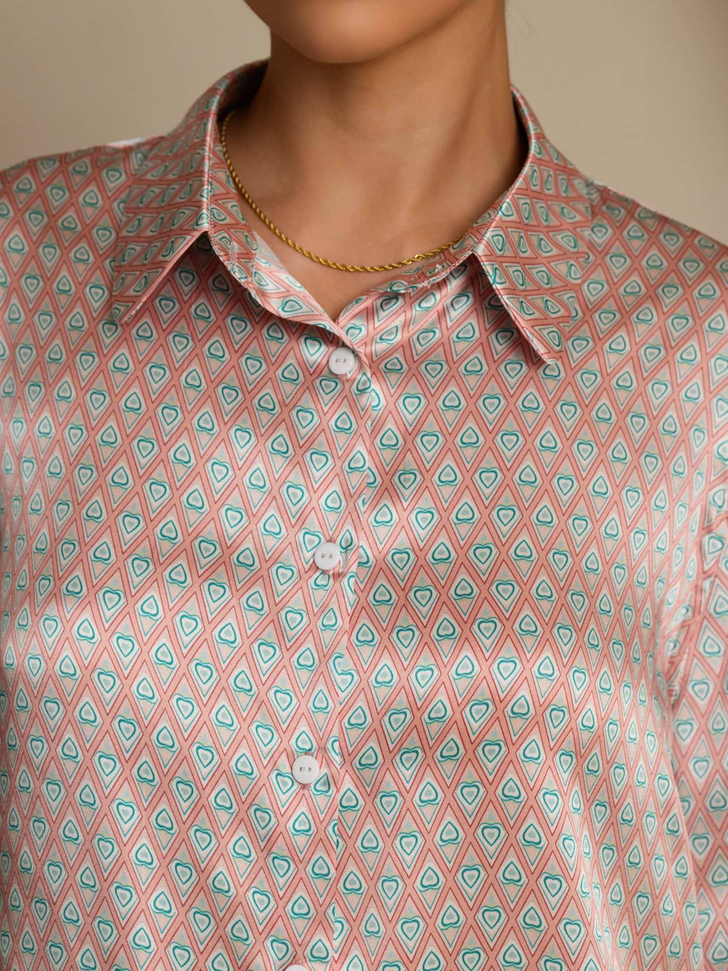 Pure Silk Women’s Long Sleeve Lapel Collar Floral Print Shirt - Image 5