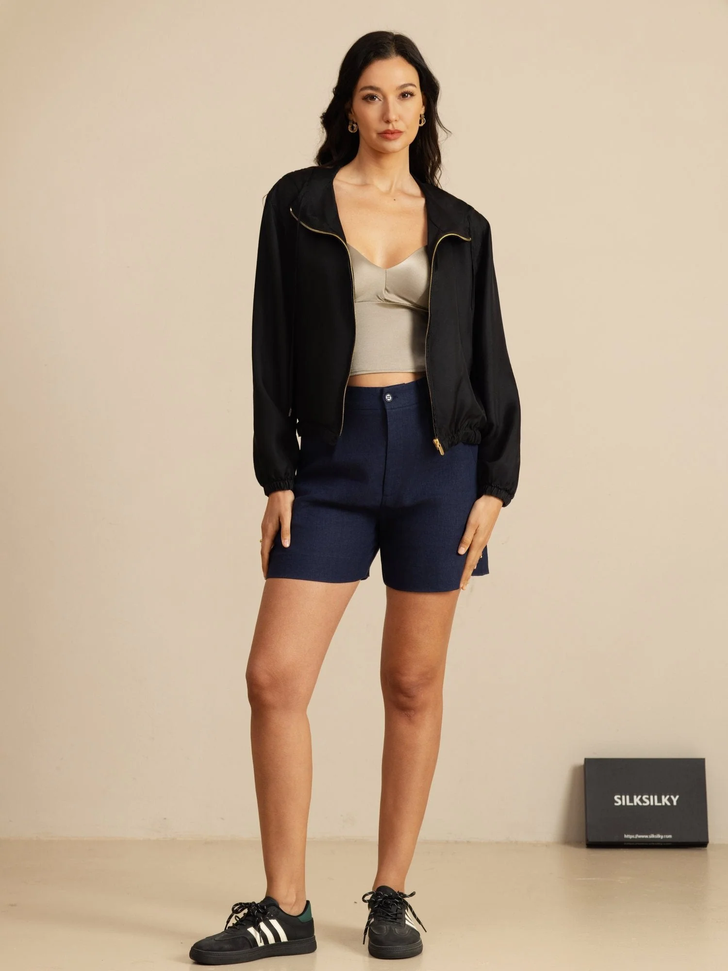 Pure Silk Women's Short Hooded Jacket With Pockets - Image 13