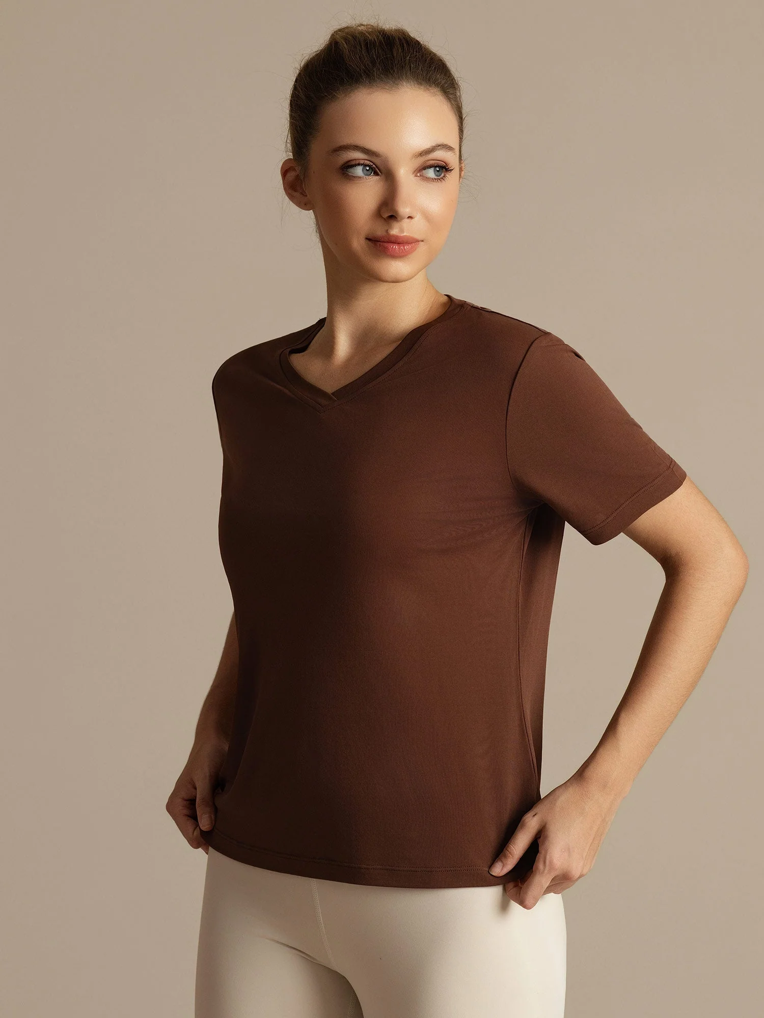 Pure Silk Women's V Neck Short-Sleeve Snag-Resistant Sport T-Shirt - Image 19