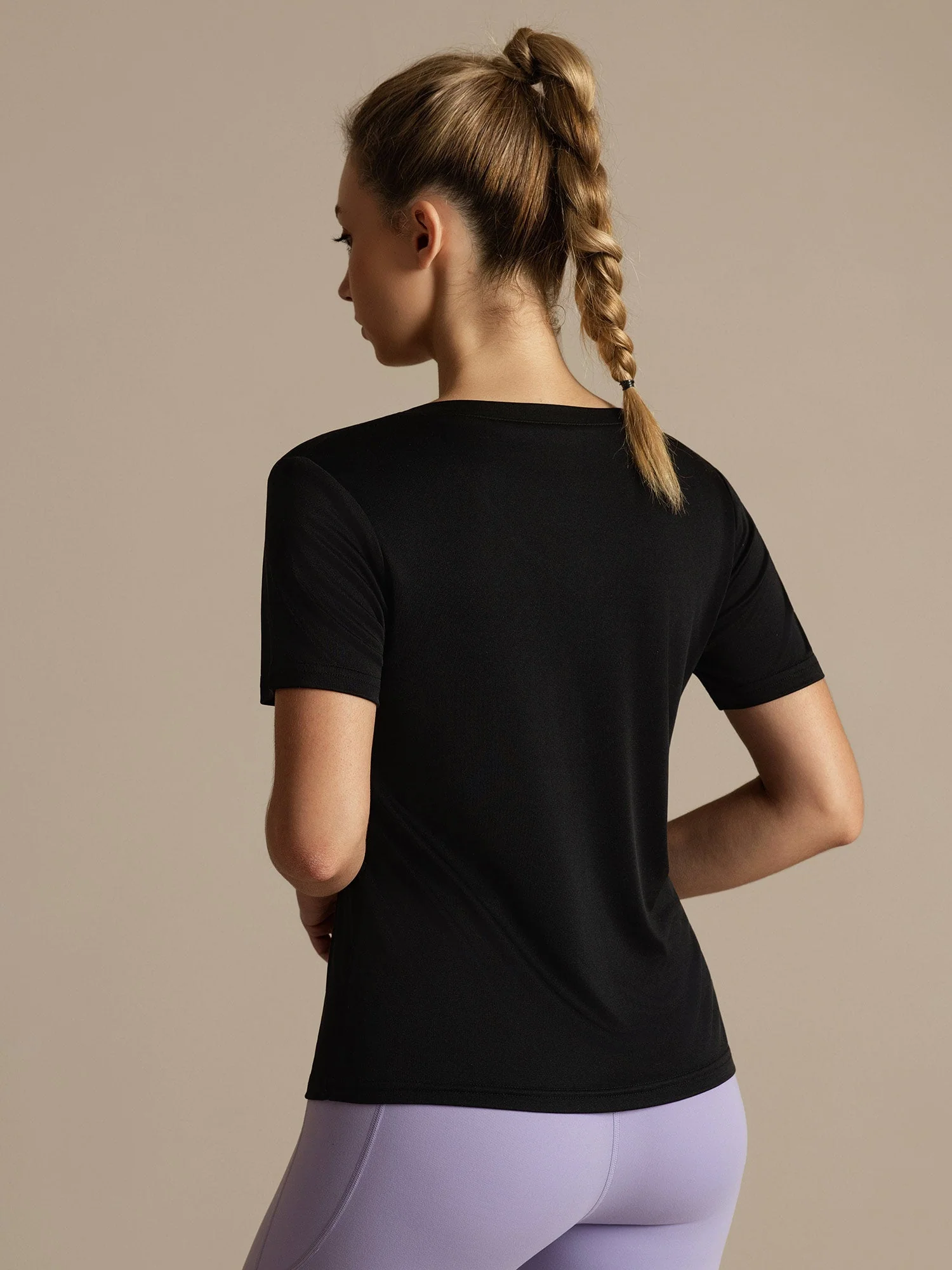 Pure Silk Women's V Neck Short-Sleeve Snag-Resistant Sport T-Shirt - Image 2