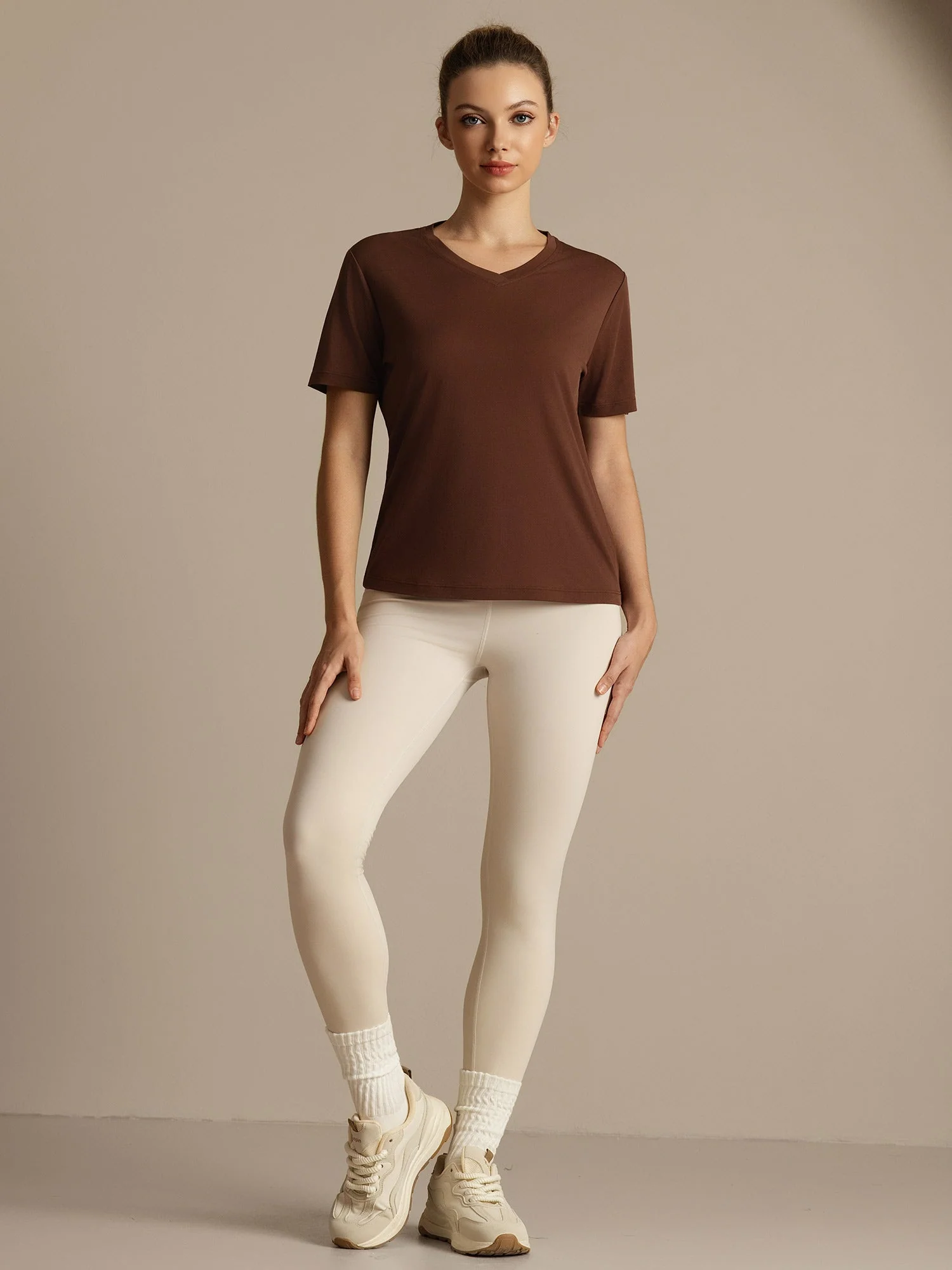Pure Silk Women's V Neck Short-Sleeve Snag-Resistant Sport T-Shirt - Image 25