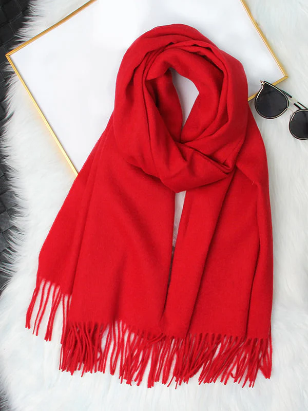 Pure Wool Scarf Shawl w/ Fringed Decoration 200x70cm/79 - Image 13