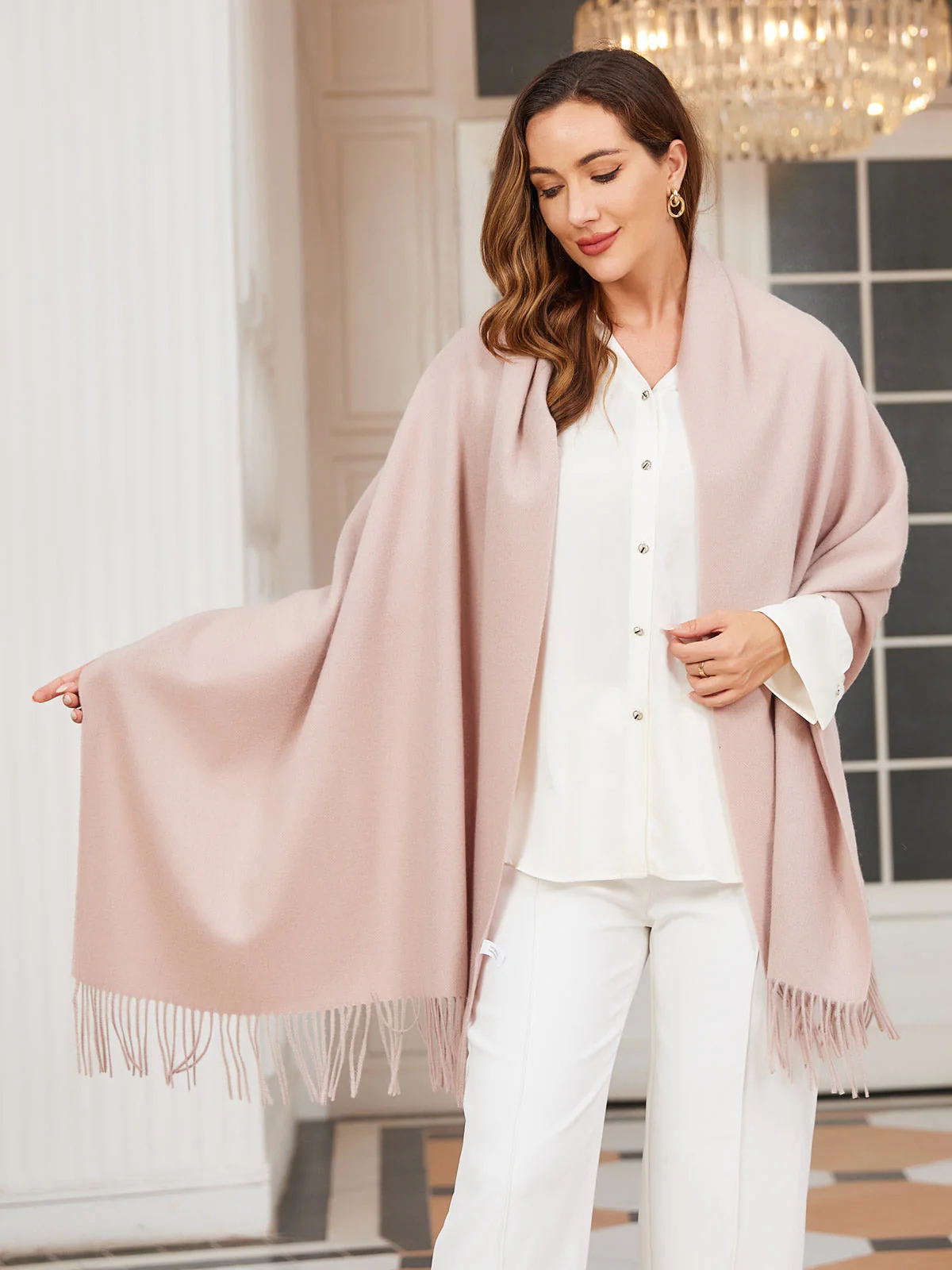 Pure Wool Scarf Shawl w/ Fringed Decoration 200x70cm/79 - Image 18