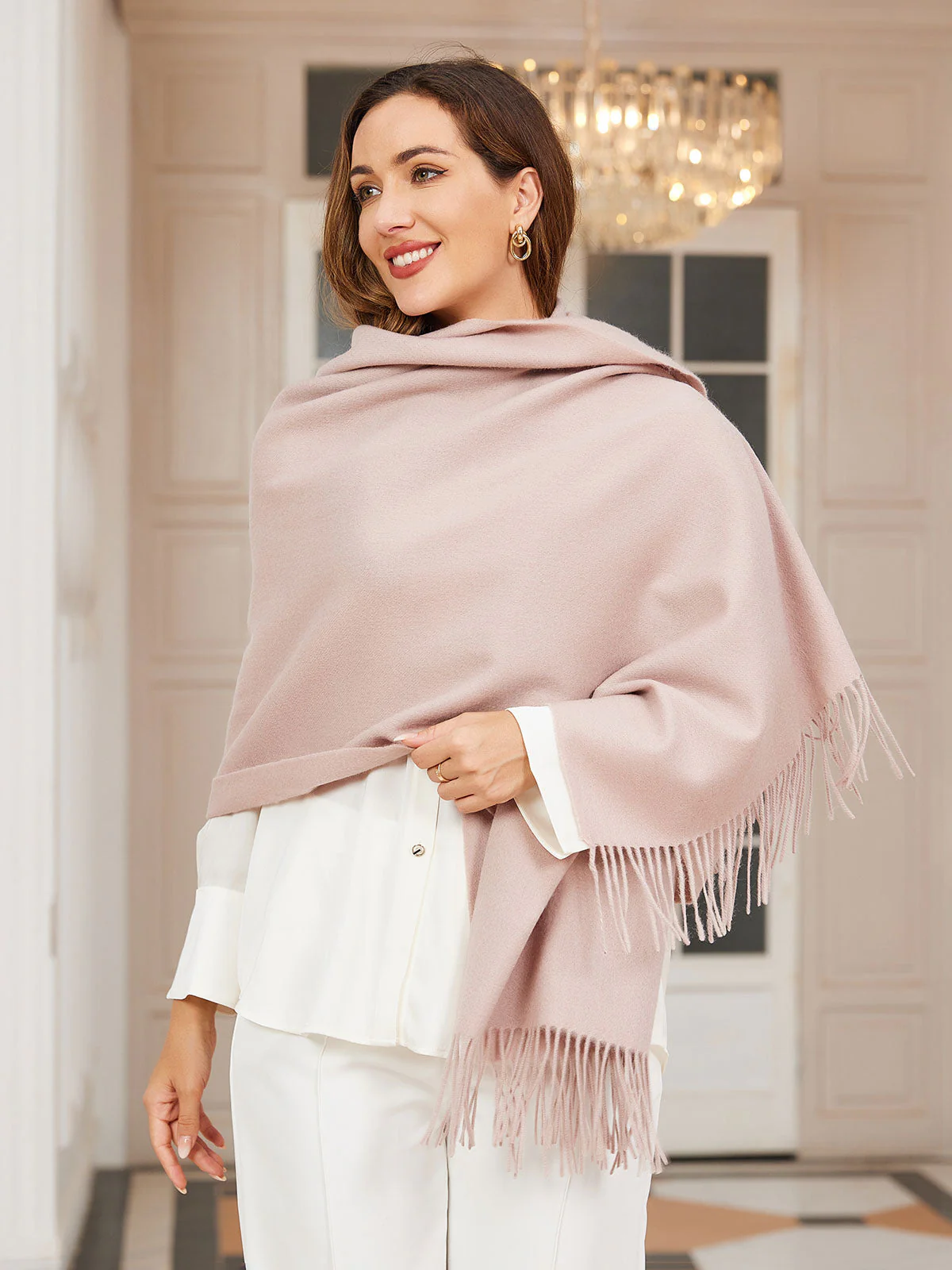 Pure Wool Scarf Shawl w/ Fringed Decoration 200x70cm/79 - Image 20