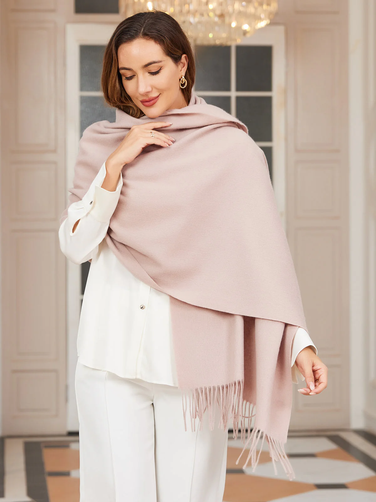 Pure Wool Scarf Shawl w/ Fringed Decoration 200x70cm/79 - Image 21