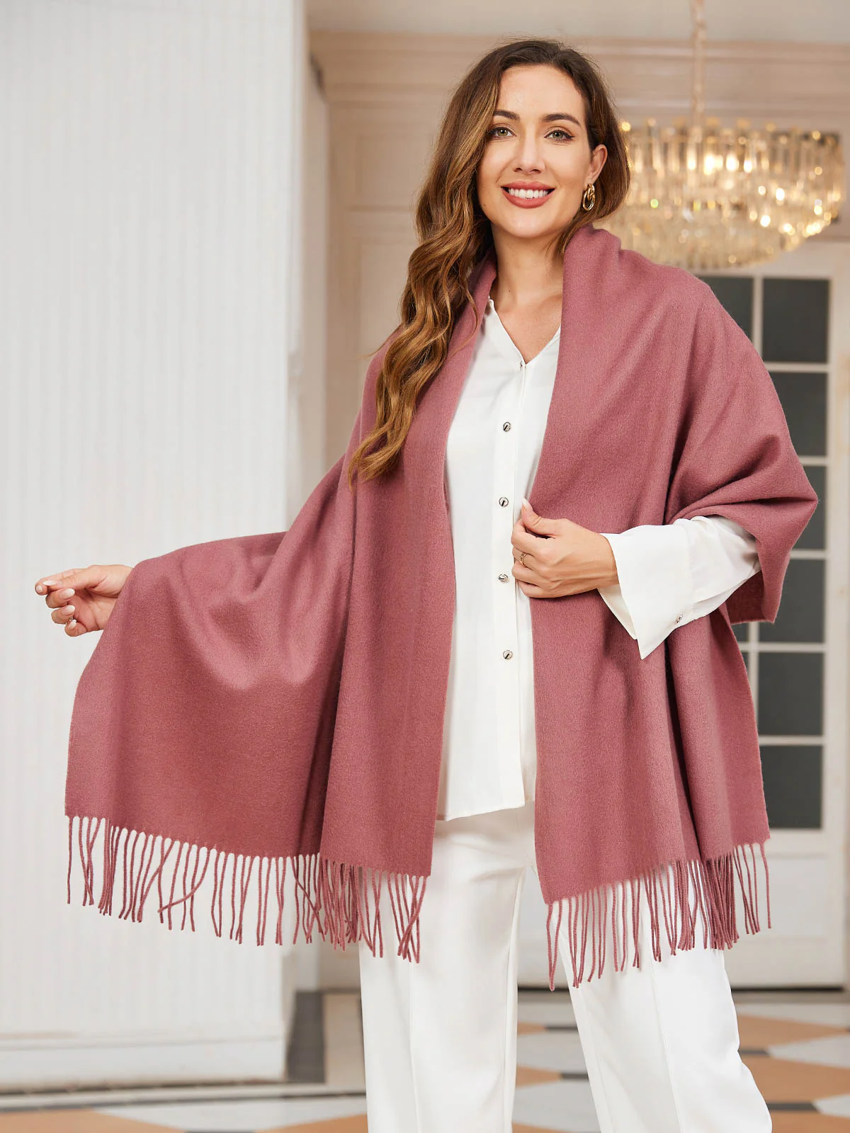 Pure Wool Scarf Shawl w/ Fringed Decoration 200x70cm/79 - Image 22