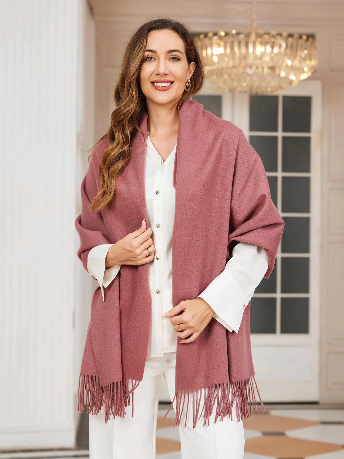 Pure Wool Scarf Shawl w/ Fringed Decoration 200x70cm/79 - Image 23