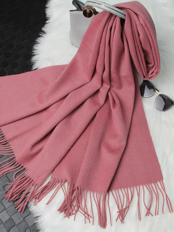 Pure Wool Scarf Shawl w/ Fringed Decoration 200x70cm/79 - Image 26