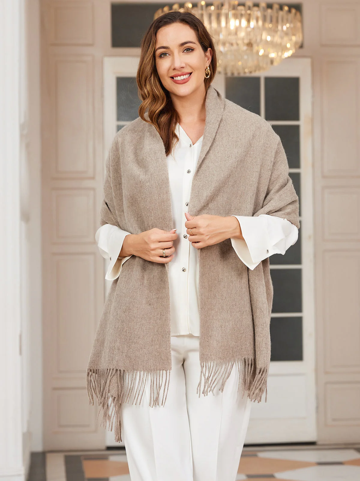 Pure Wool Scarf Shawl w/ Fringed Decoration 200x70cm/79 - Image 28