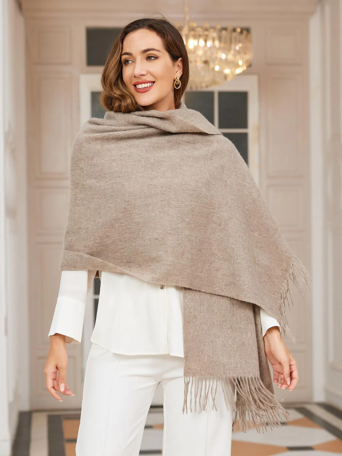 Pure Wool Scarf Shawl w/ Fringed Decoration 200x70cm/79 - Image 30