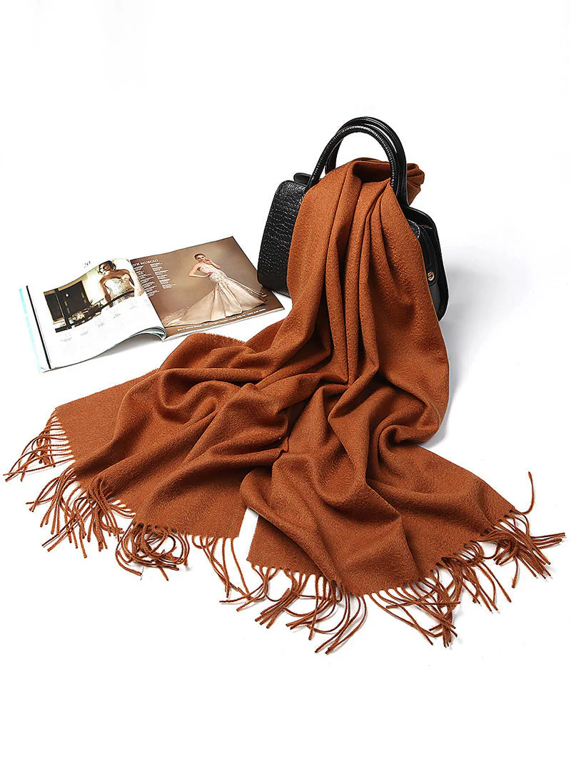 Pure Wool Scarf Shawl w/ Fringed Decoration 200x70cm/79 - Image 36