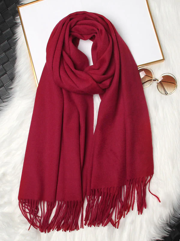 Pure Wool Scarf Shawl w/ Fringed Decoration 200x70cm/79 - Image 41