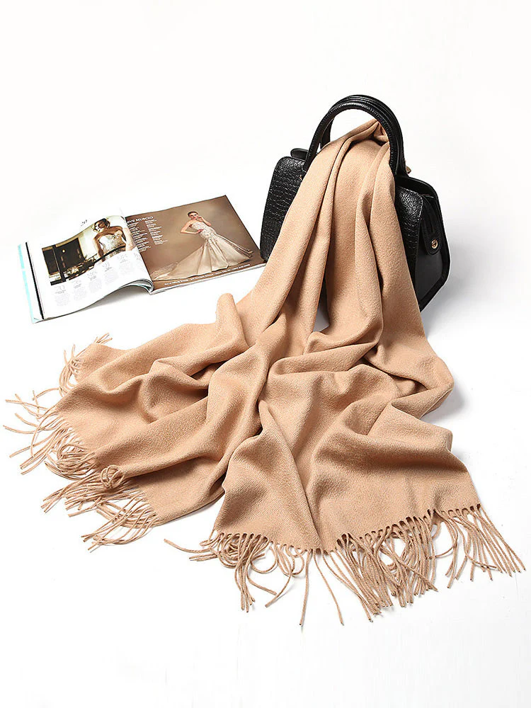 Pure Wool Scarf Shawl w/ Fringed Decoration 200x70cm/79 - Image 46