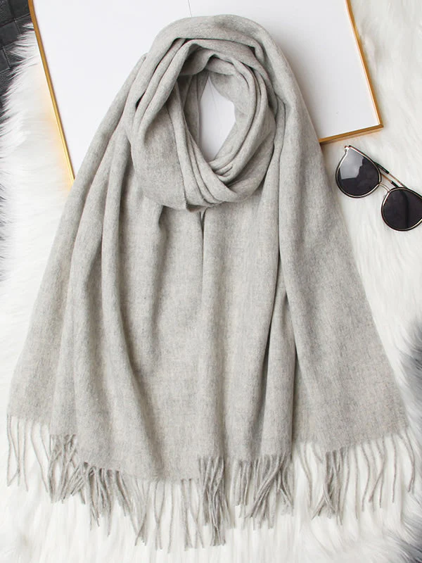 Pure Wool Scarf Shawl w/ Fringed Decoration 200x70cm/79 - Image 60