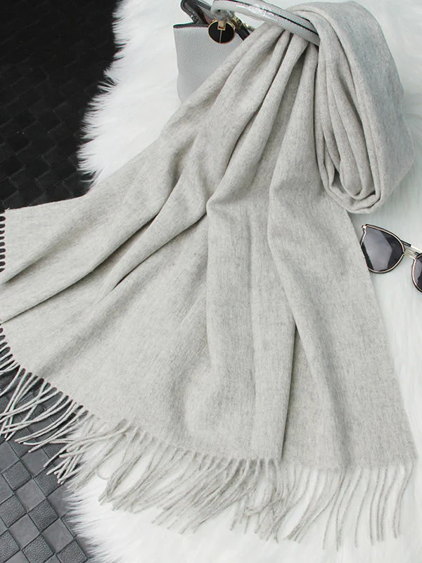Pure Wool Scarf Shawl w/ Fringed Decoration 200x70cm/79 - Image 61