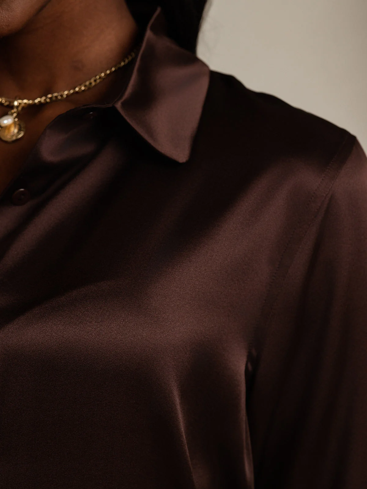 19Momme Silk Long Sleeve Lapel Collar Women's Shirt - Image 25