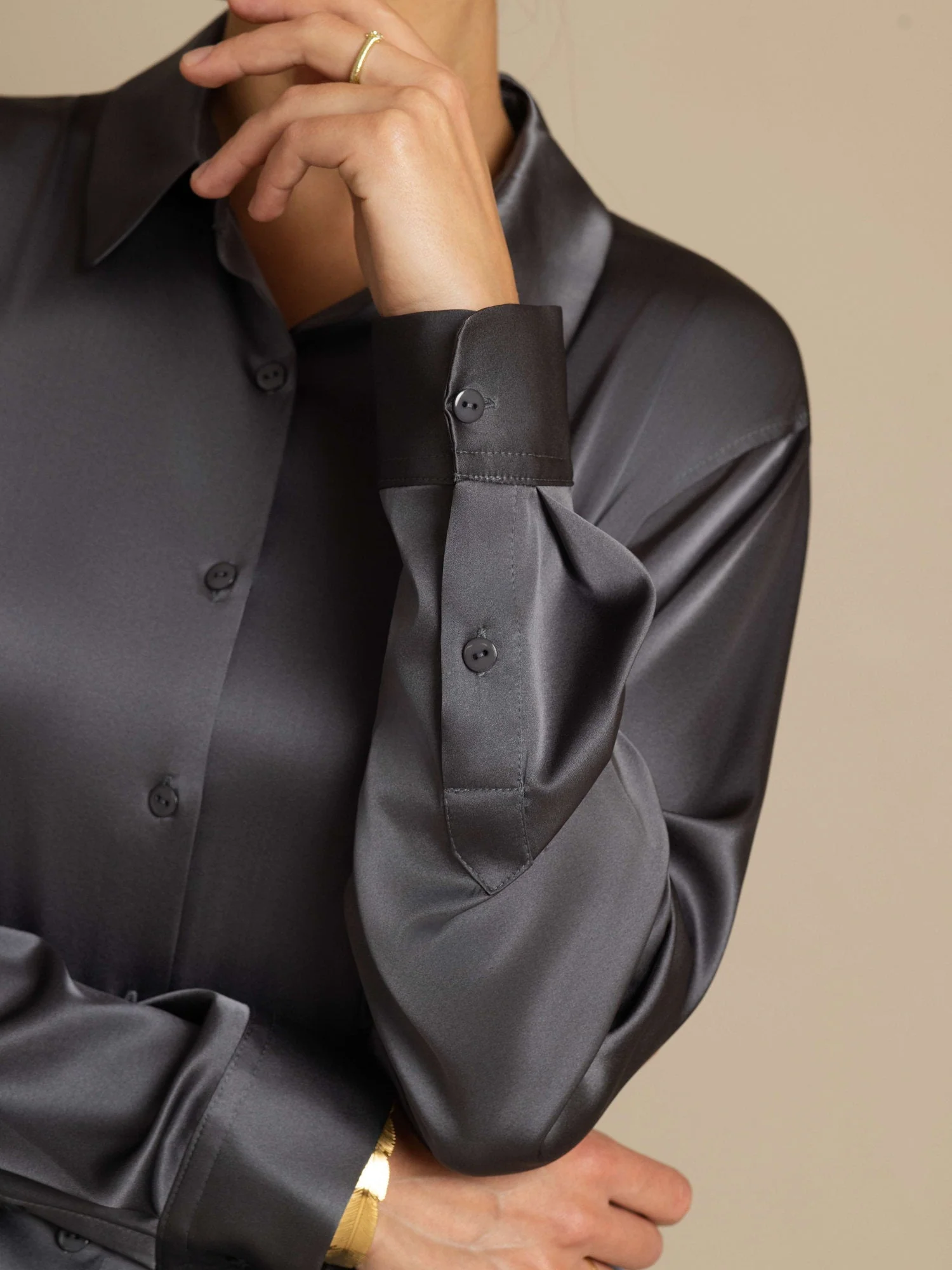 19Momme Silk Long Sleeve Lapel Collar Women's Shirt - Image 97