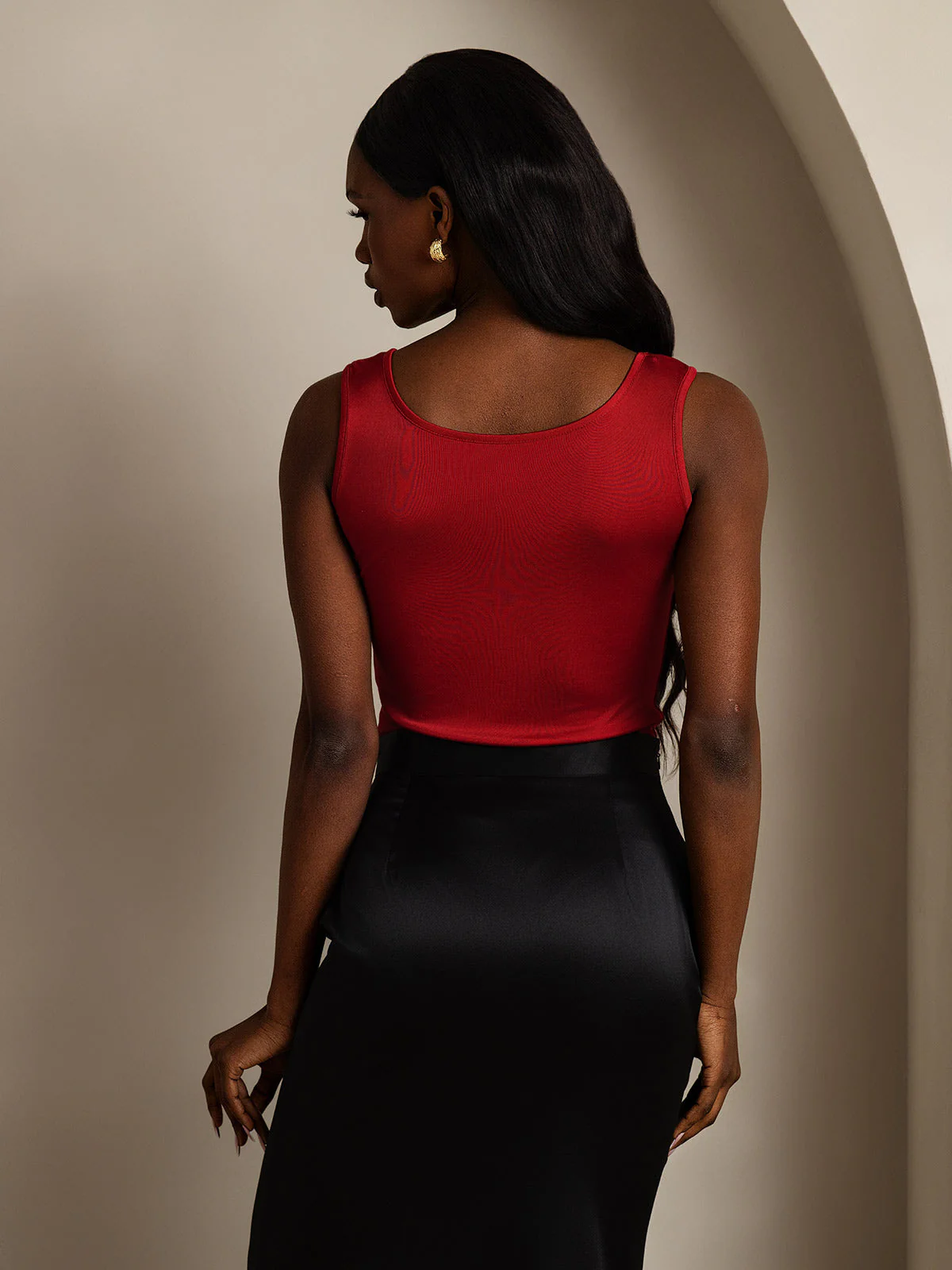 Pure Silk Sleeveless Round Neck Women's Tank Top - Image 60
