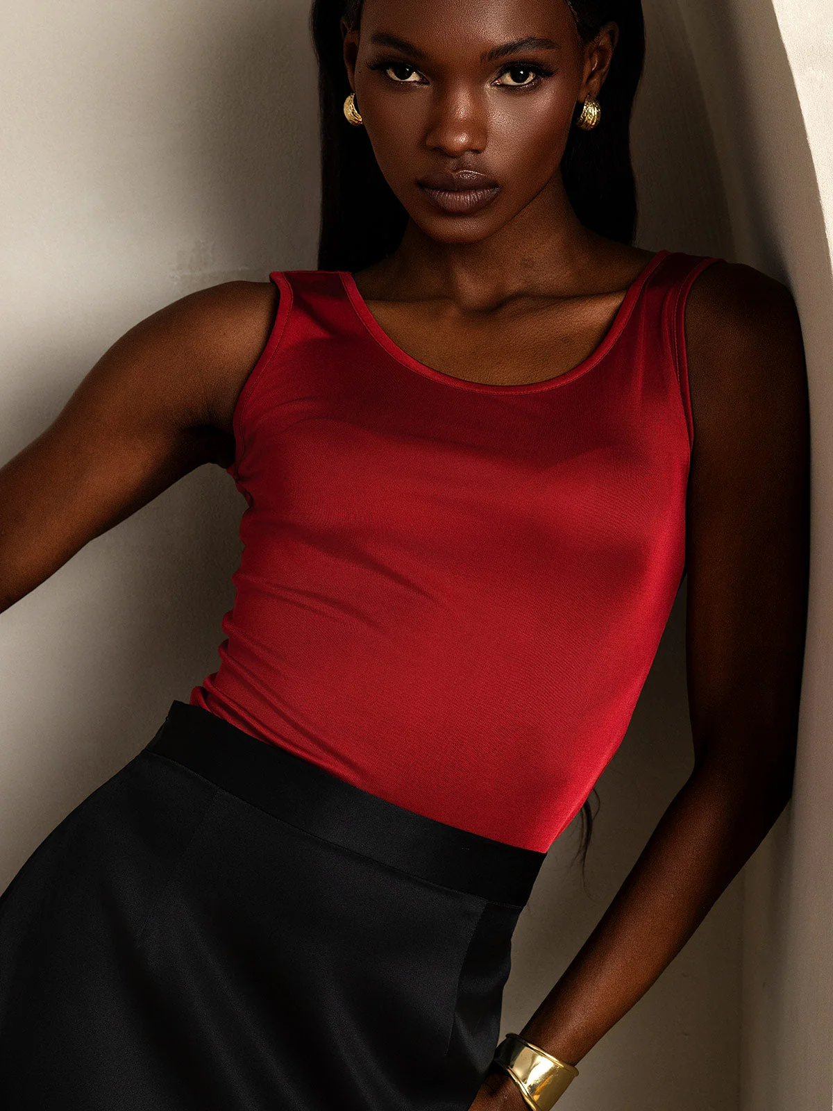 Pure Silk Sleeveless Round Neck Women's Tank Top - Image 61