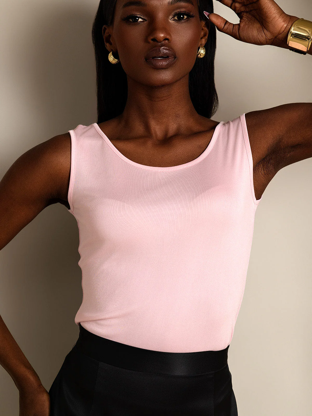 Pure Silk Sleeveless Round Neck Women's Tank Top - Image 69