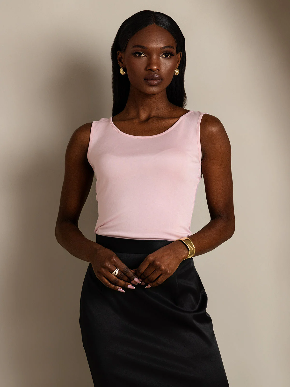 Pure Silk Sleeveless Round Neck Women's Tank Top - Image 70