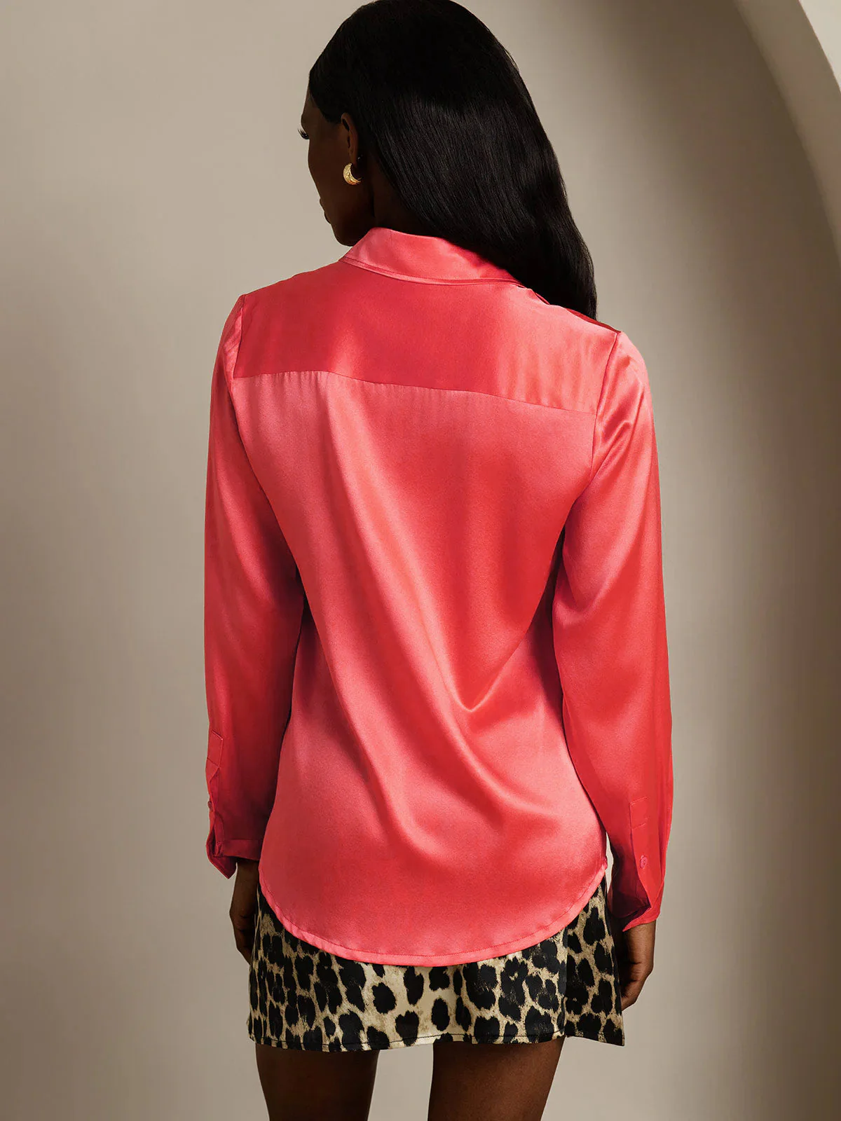 Clearance(Ships to UK Only) - 19Momme Silk Long Sleeve Lapel Collar Women's Shirt - Image 18