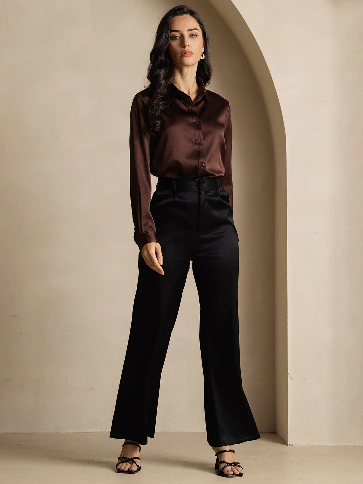 Clearance(Ships to UK Only) - 19Momme Silk Long Sleeve Lapel Collar Women's Shirt - Image 7