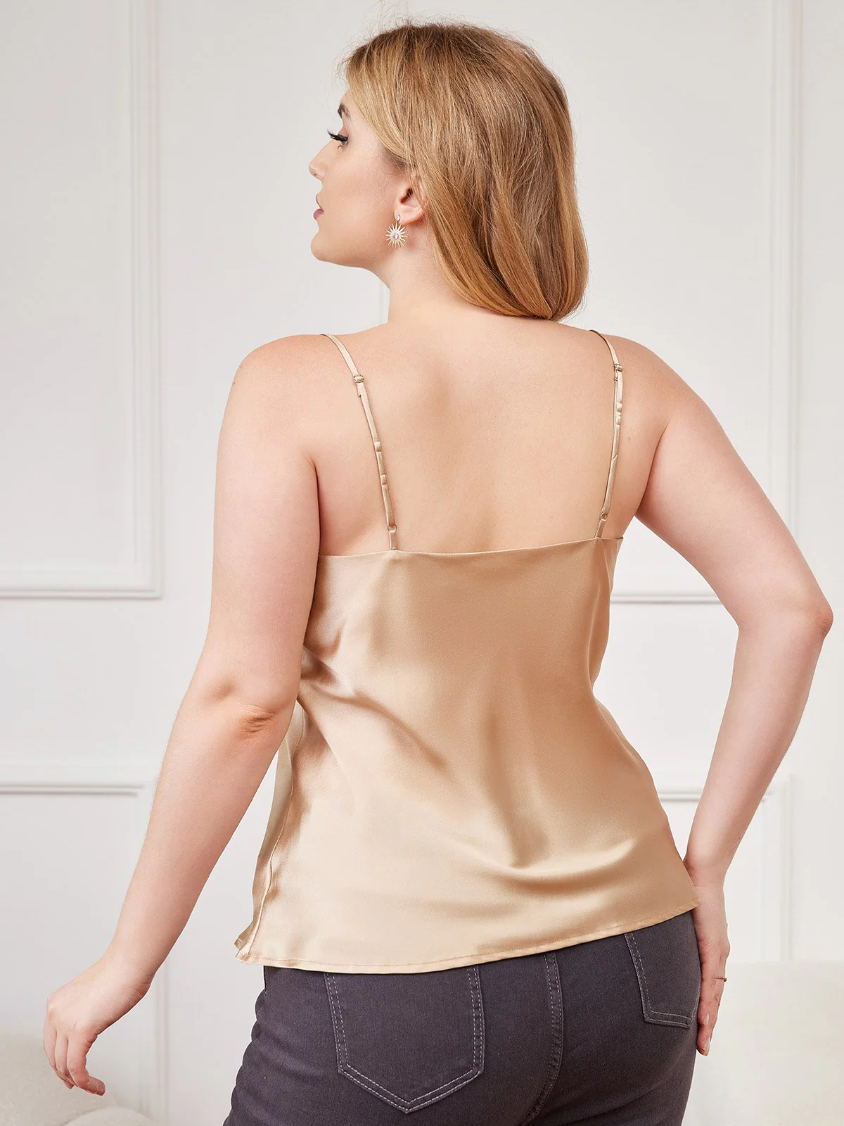 Women's Plus Size Silk Spaghetti Strap Camisole Top - Image 28
